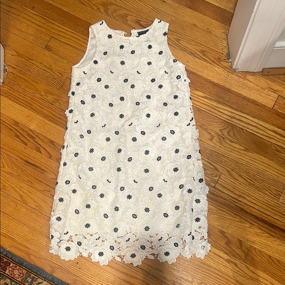 Oscar de la Renta White and Black Floral Kids Dress